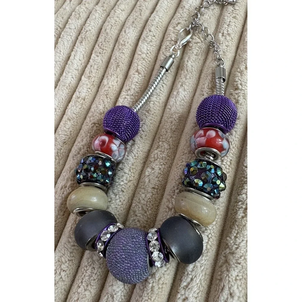 European‎ Bracelet Charms Beads Glass Sliders Spacers Purple